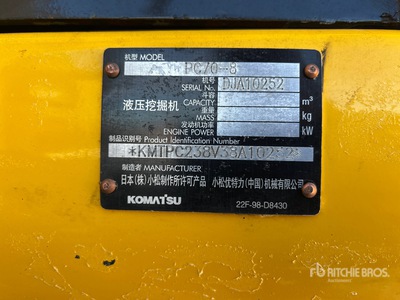 2011 Komatsu PC70-8 Tracked Excavator