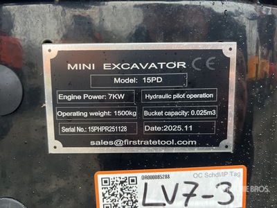 2025 VICSEC VC15PD Mini Excavator (Unused)