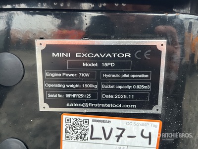 2025 VICSEC VC15PD Mini Excavator (Unused)