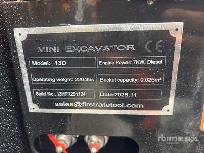 2025 VICSEC VC13D Mini Excavator (Unused)