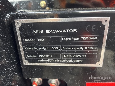 2025 VICSEC VC15D Mini Excavator (Unused)