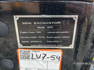 2025 VICSEC VC15PD Mini Excavator (Unused)