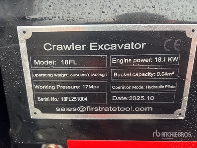 2025 VICSEC VC18FL Mini Excavator (Unused)