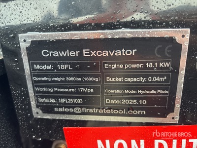 2025 VICSEC VC18FL Mini Excavator (Unused)