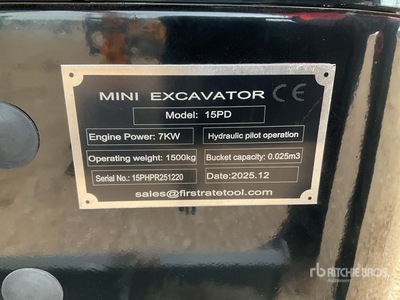 2026 VICSEC VC15PD Mini Excavator (Unused)