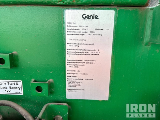 ELEVADOR TELESCóPICO 2015 GENIE 4WD S85