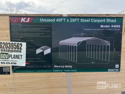 KJ K4020 Steel Carport Shed - Unused