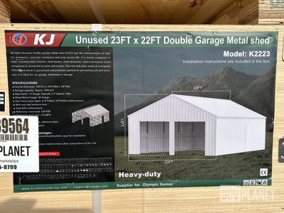 KJ K2223 Double Garage Metal Shed - Unused