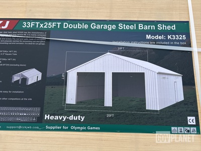 KJ K3325 Double Garage Steel Barn Shed - Unused