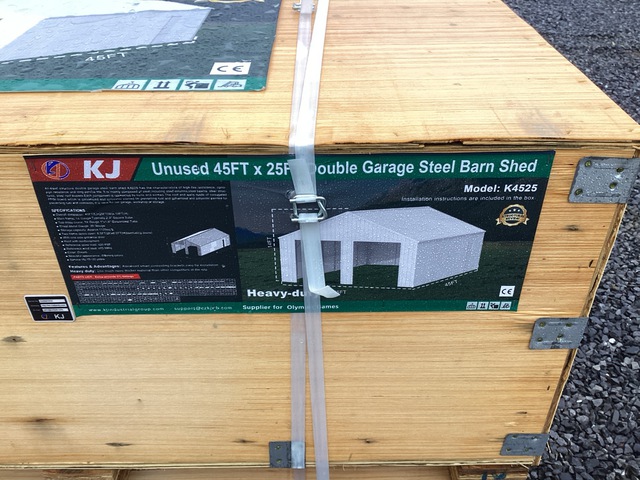 KJ K4525 Double Garage Steel Barn Shed - Unused