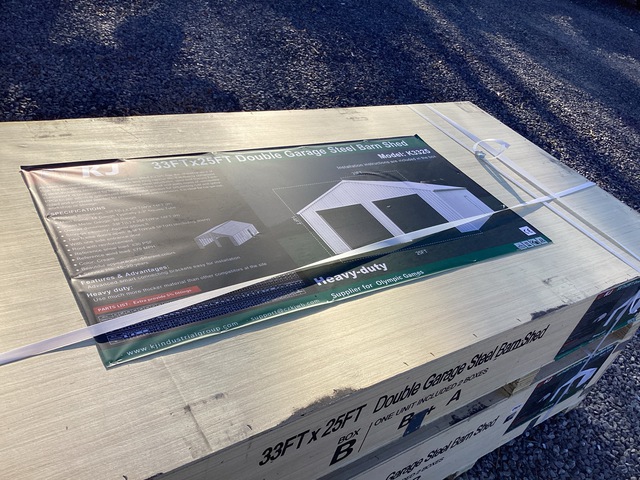 KJ K3325 Double Garage Steel Barn Shed - Unused