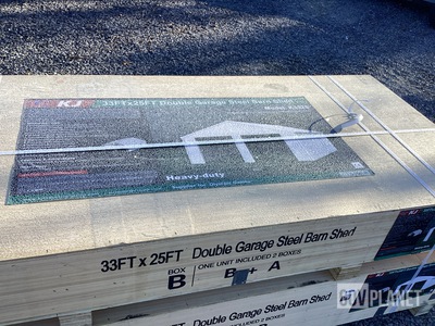 KJ K3325 Double Garage Steel Barn Shed - Unused