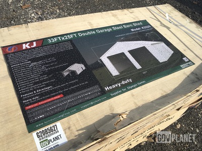 KJ K3325 Double Garage Steel Barn Shed - Unused