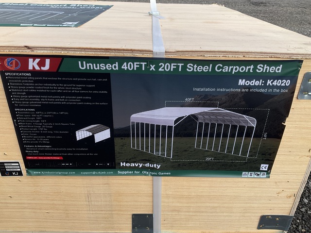KJ K4020 Steel Carport Shed - Unused