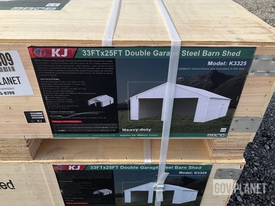 KJ K3325 Double Garage Steel Barn Shed - Unused