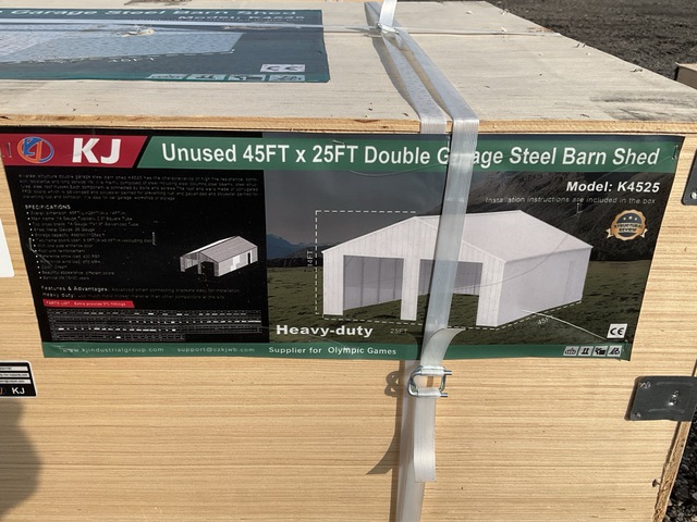 KJ K4525 Double Garage Steel Barn Shed - Unused