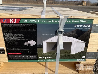 KJ K3325 Double Garage Steel Barn Shed - Unused