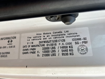 2018 Hino 338 4x2 Rollback Truck