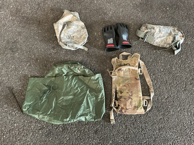 (132) Sustainment Pouches, (46) Hydration System Carriers & Assorted Items