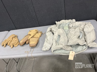 (8) Pairs of Extreme Cold Weather Mittens, (8) Parkas & Assorted Items