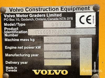 2008 Volvo G970 Motoniveladora
