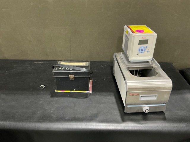 (1) Circulating Bath, (3) Ohmmeters, (1) Time Totalizing Meter & Assorted Items