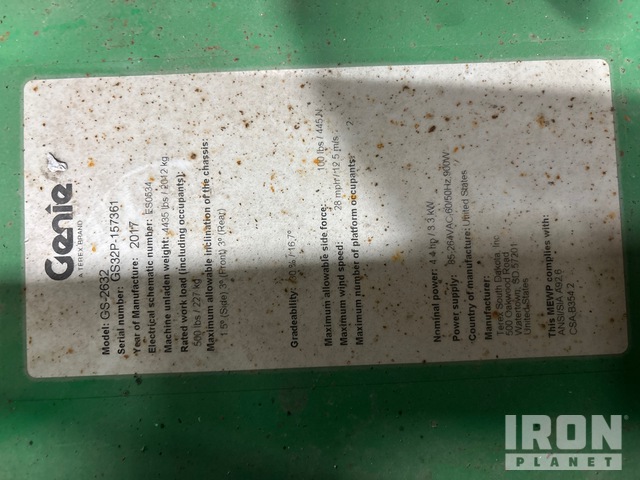 ELEVADOR TIJERA 2017 GENIE GS2632ELECTRIC