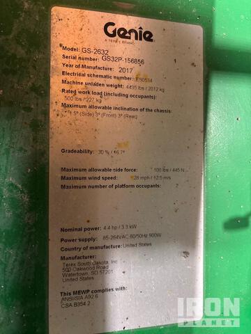 ELEVADOR TIJERA 2017 GENIE GS2632ELECTRIC