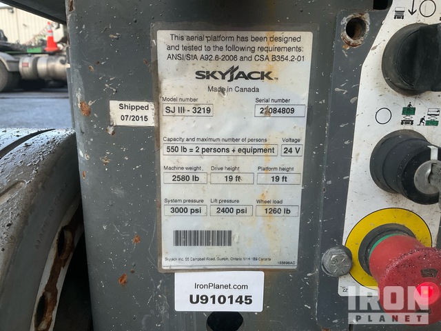 ELEVADOR TIJERA 2015 SKYJACK SJ3219
