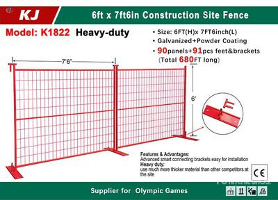 Quantity of (90) 2026 KJ K1822 7 ft 6 in x 6 ft Temporary Site Fence (Unused)