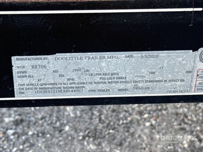 2020 Doolittle 12 ft S/A Utility Trailer