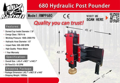 2025 Raytree RMPP680 Piantapali per mini pala (Unused)