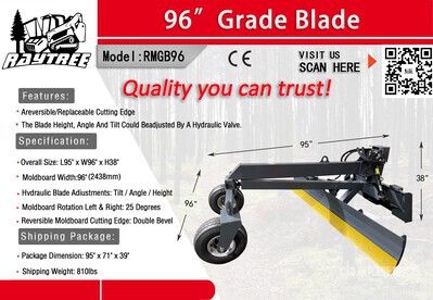 2025 Raytree RMGB96 96 in Skid Steer Grader (Unused)