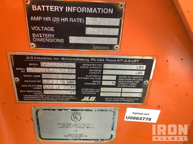 ELEVADOR ARTICULADO 2011 JLG E400AJPN