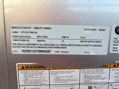 2025 Quality Cargo Remorque fermée