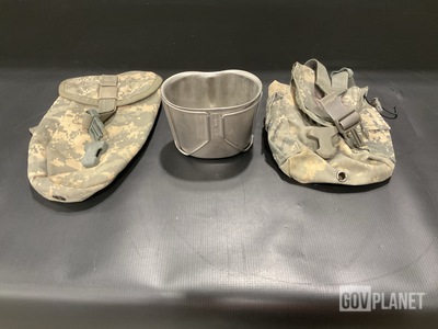 (25) Water Canteen Cups, (83) Canteen Pouches & Assorted Items