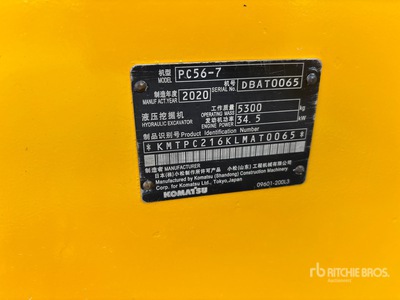 2020 Komatsu PC56-7 Minikoparka