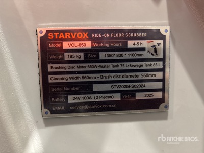 2025 STARVOX VOL-650 Fregadora de Suelos (Unused)