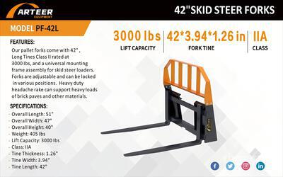 2025 ARTEER PF-42L 42 in Forche per mini pala (Unused)