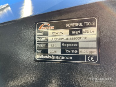 2025 ARTEER RT-72W 72 in スキッドステア ティラー (Unused)