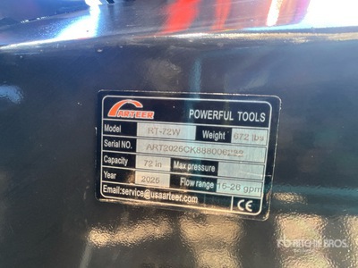 2025 ARTEER RT-72W 72 in Skid Steer Tiller (Unused)