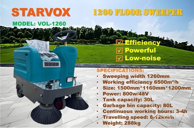 2025 STARVOX VOL-1260 Ride-On Electric Floor Sweeper (Unused)