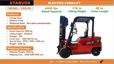 2025 STARVOX CPD-20 4400 lb Elektrische heftruck (Unused)