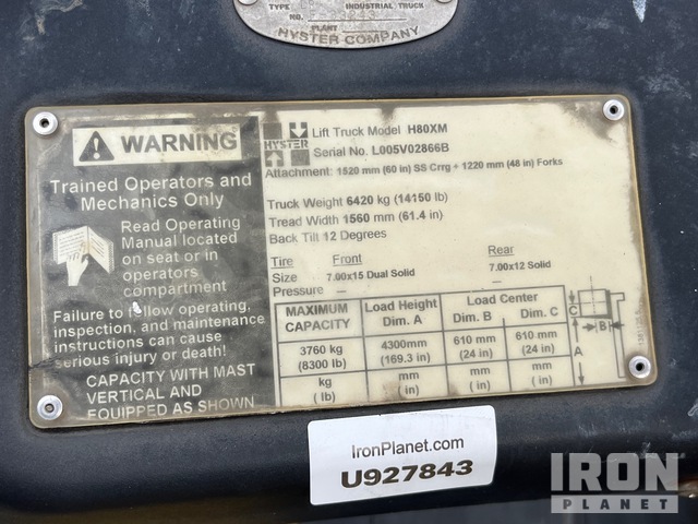 MONTACARGAS 2004 HYSTER H80XM