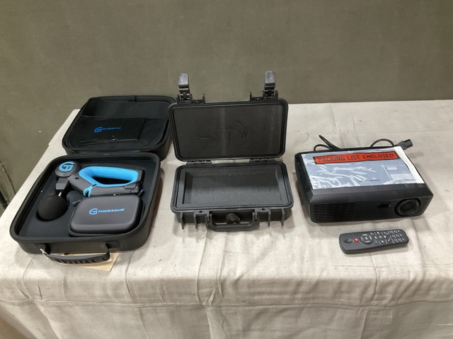 (1) Massager, (1) Projector, (5) Storage Cases & Assorted Items
