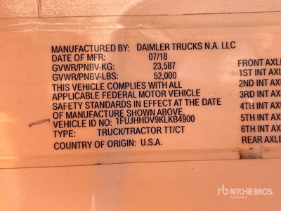 2019 Freightliner Cascadia 126 Ciągnik siodłowy T/A z kabiną sypialną