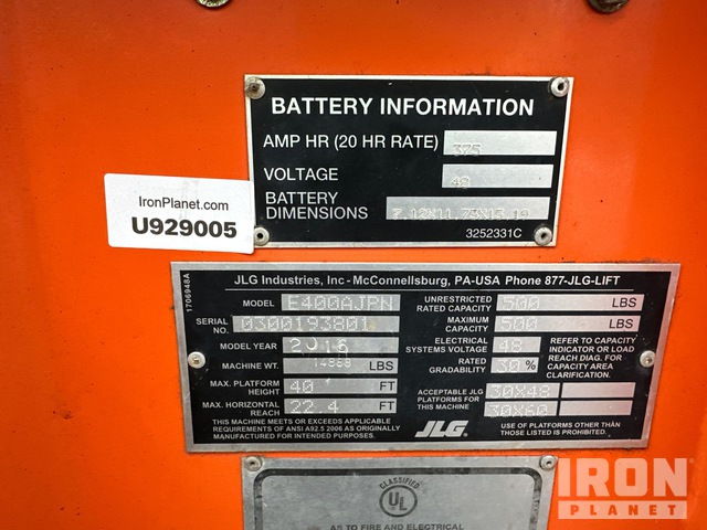 ELEVADOR ARTICULADO 2016 JLG E400AJPN