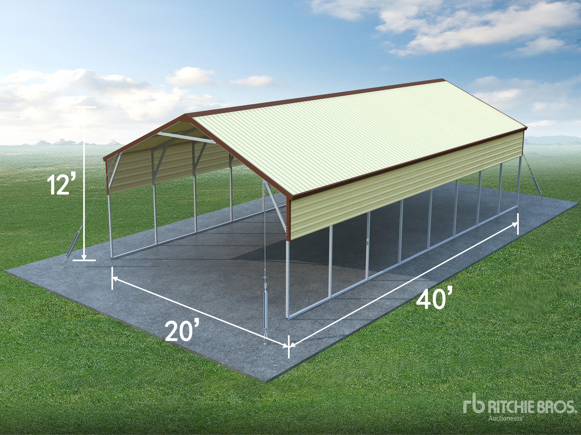 2025 Rhino AGR-MC2040 20 ft x 40 ft Steel Shed (Unused)