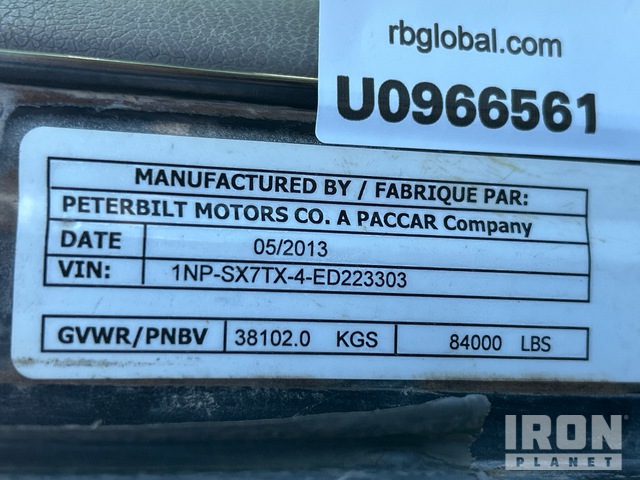 CAMIóN CHASIS 2014 PETERBILT 365