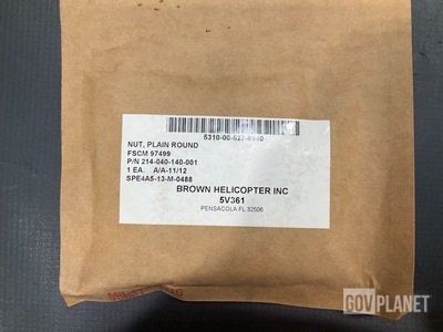 (3) Bell Helicopter 214-040-140-1 Round Plain Nuts